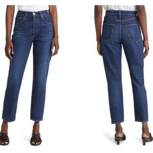 rag & bone Dark Paz Ankle Straight High Rise Blue Jeans Classic Style